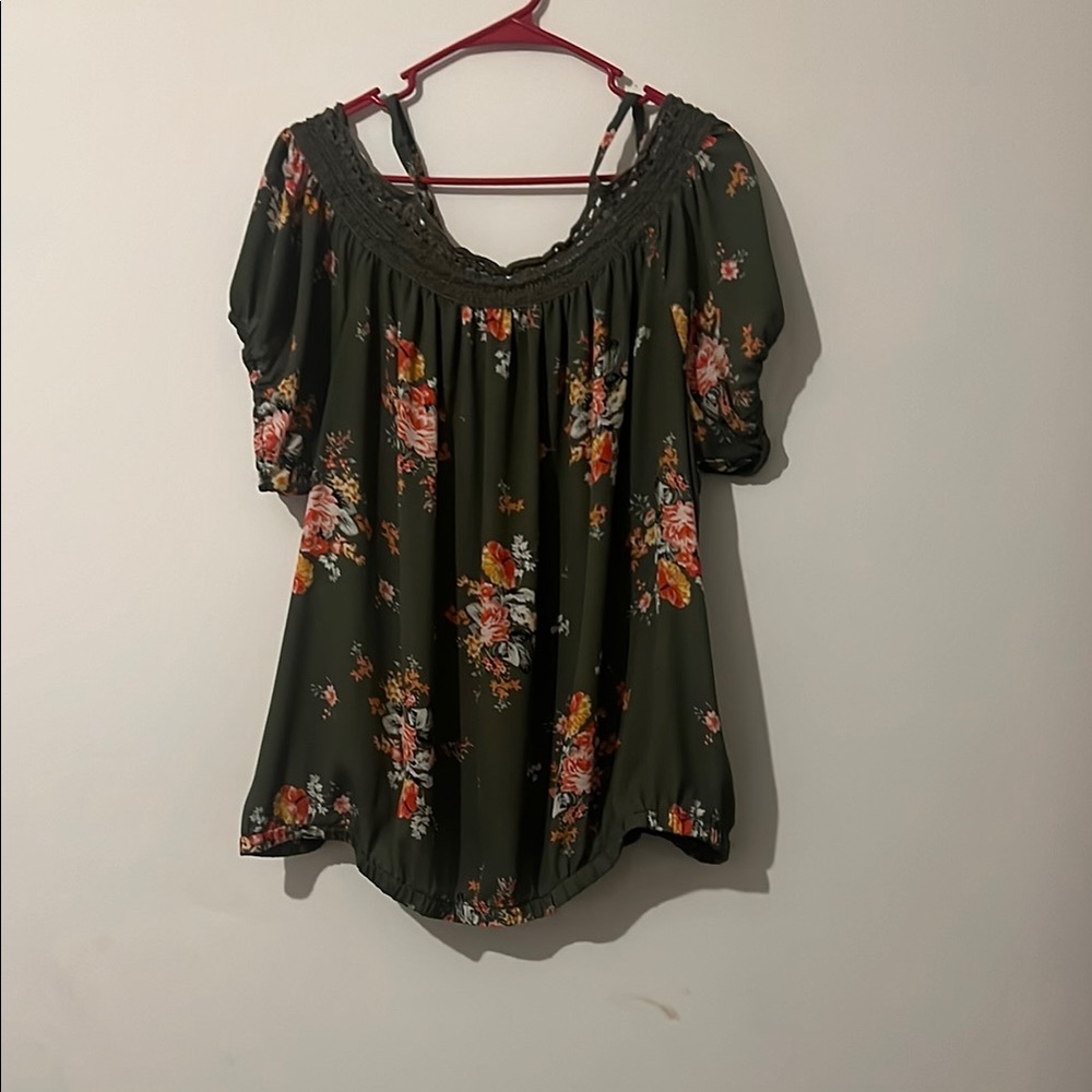 Torrid Green Flutter Sleeve Smocked Blouse